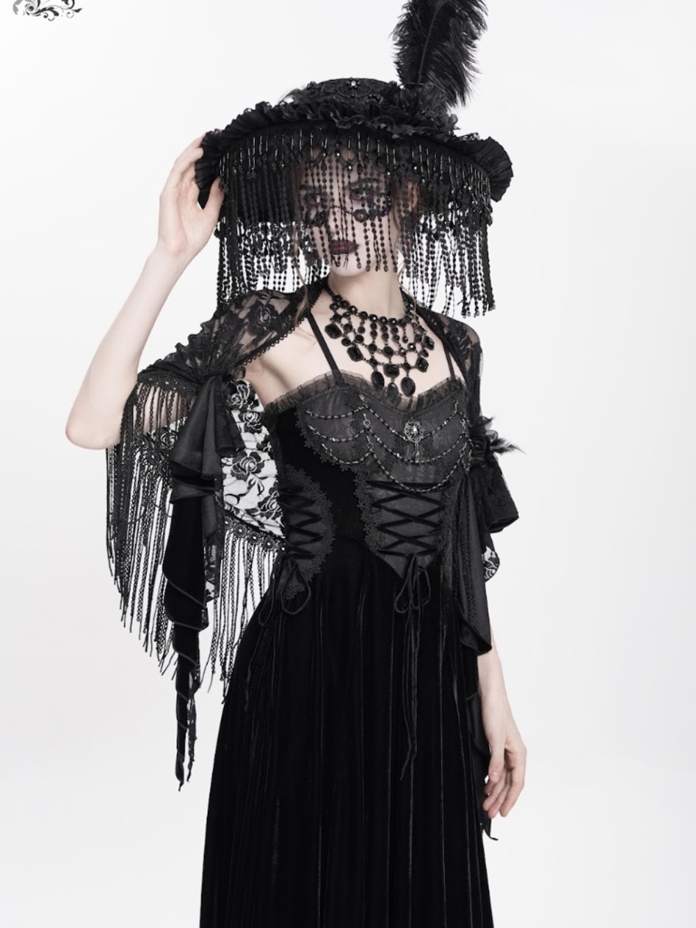 Devil Fashion Gothic Victorian Vampire In the Cover of the Night Black Dress - Picture 15 of 17